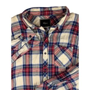 Rails Women's‎ Flannel Shirt Small Red Blue Plaid Button Up Long Sleeve